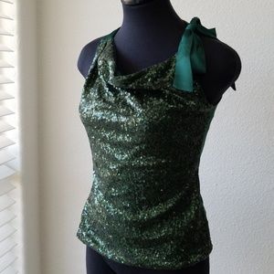 Jennifer Lopez Green Sequin Top